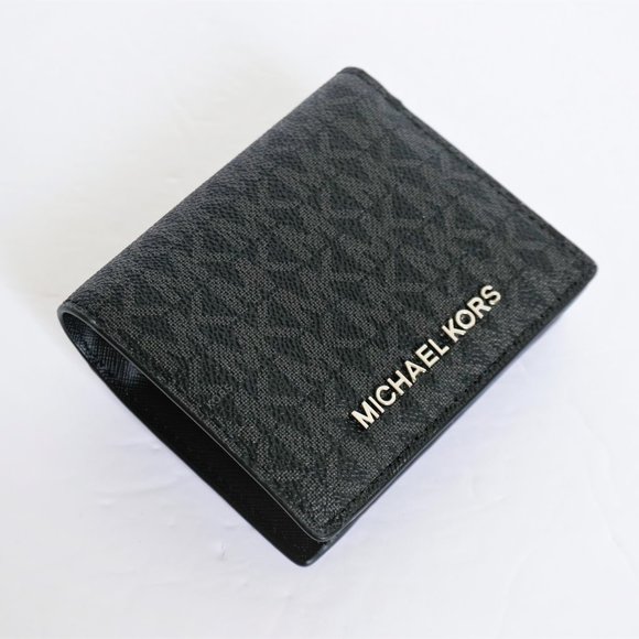 Michael Kors Jet Set Card Case Wallet MK Black - Picture 1 of 8